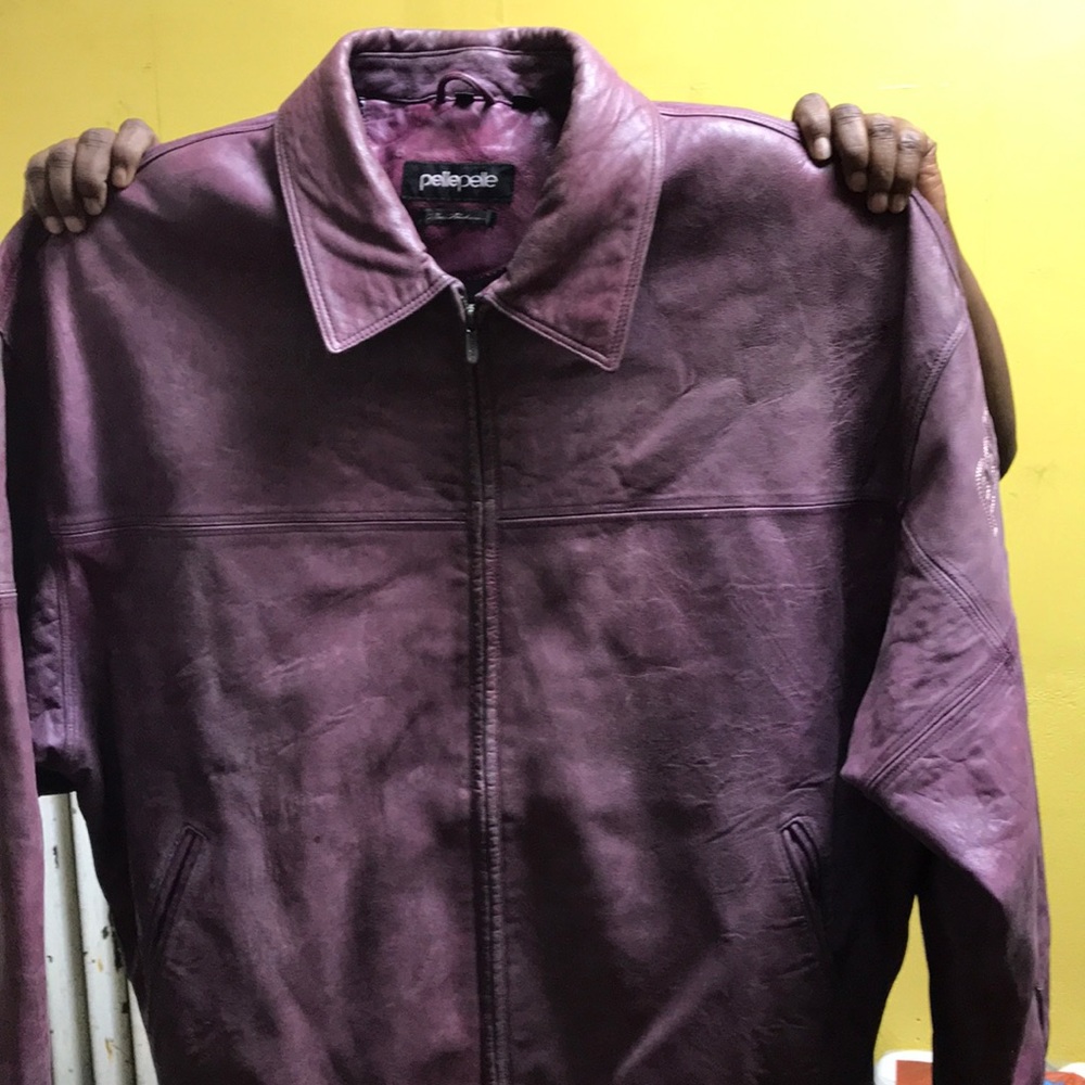 A plum leather Pellepelle coat